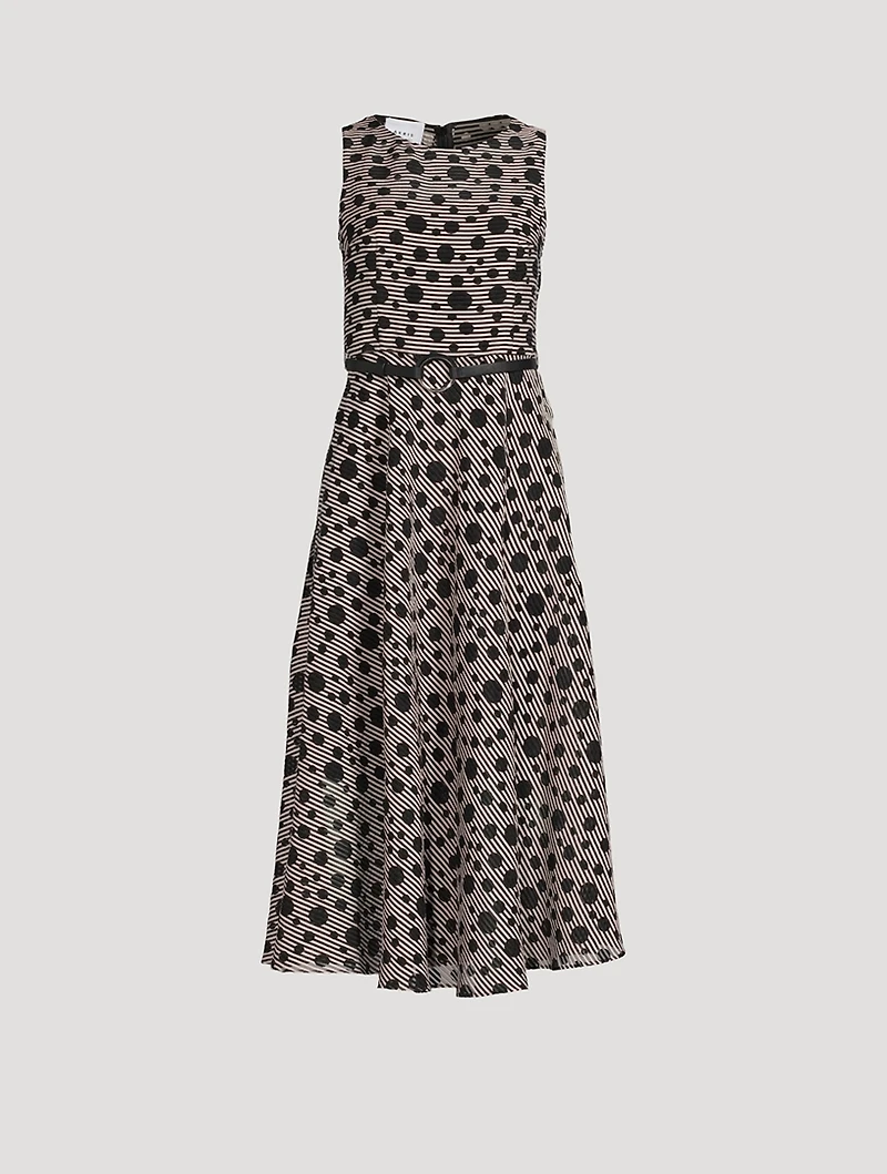 Jacquard Dot Techno Organdy Midi Dress