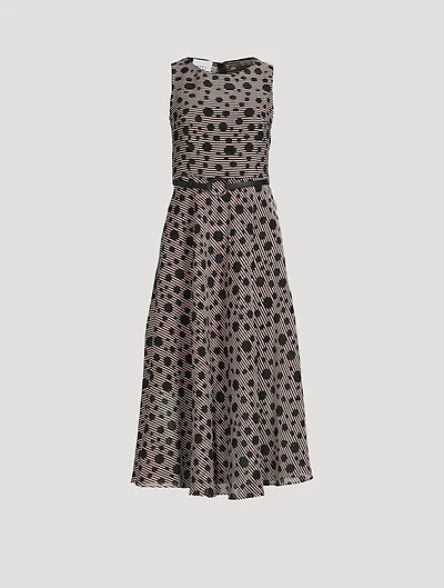 Jacquard Dot Techno Organdy Midi Dress