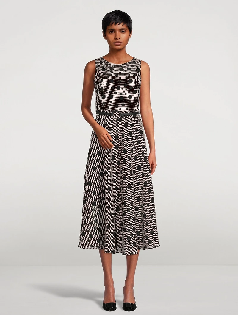 Jacquard Dot Techno Organdy Midi Dress
