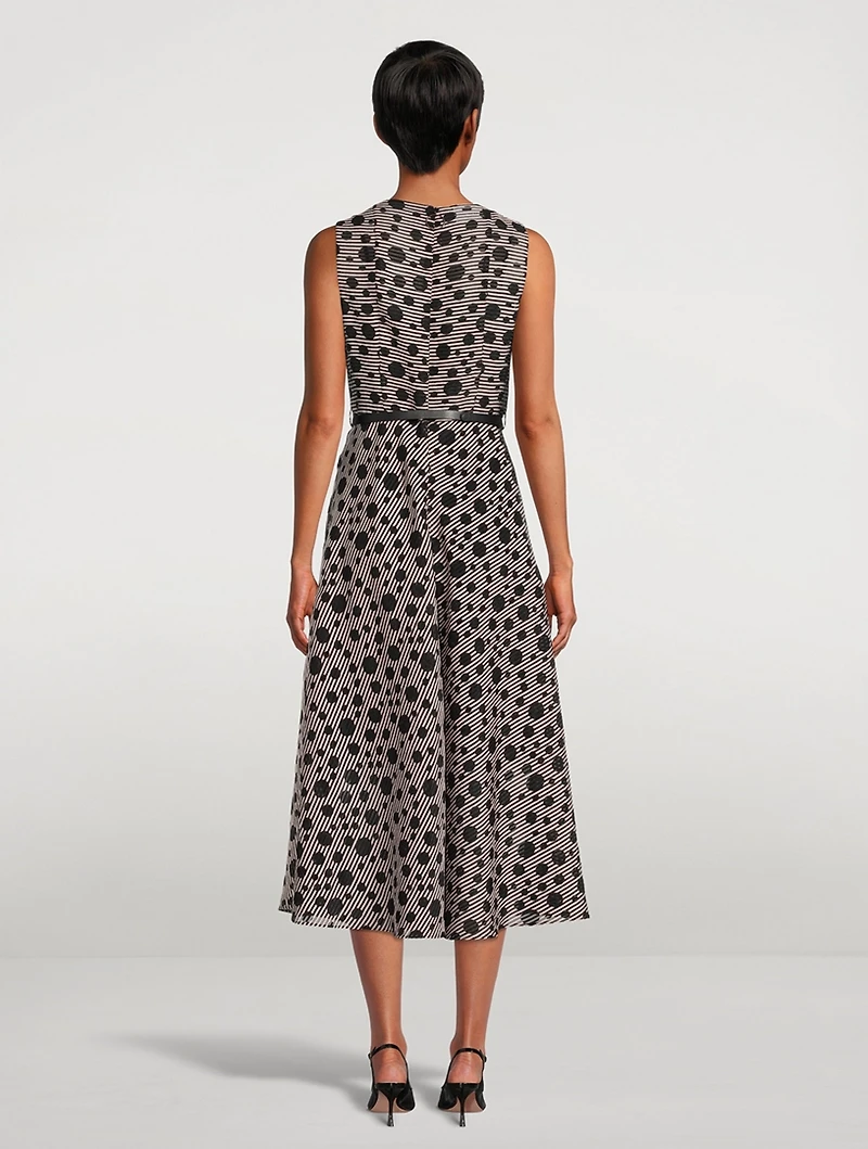 Jacquard Dot Techno Organdy Midi Dress