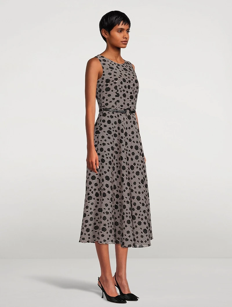Jacquard Dot Techno Organdy Midi Dress