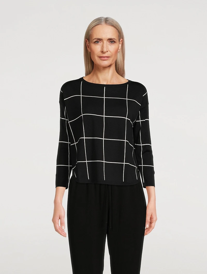 Window Check Jacquard Wool Sweater