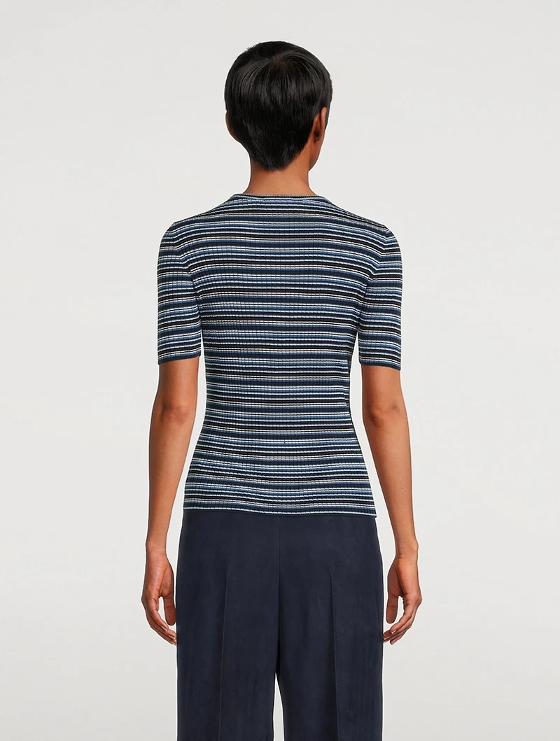Stripe Jacquard Wool Sweater