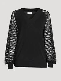 Mesh-Sleeve Sweater