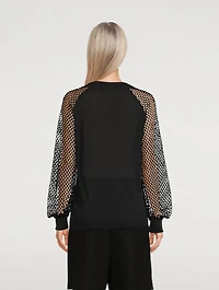 Mesh-Sleeve Sweater