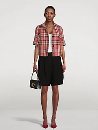Short-Sleeve Tweed Jacket Check Print