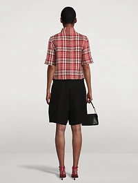 Short-Sleeve Tweed Jacket Check Print