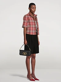 Short-Sleeve Tweed Jacket Check Print