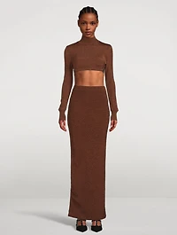 Metallic Long-Sleeve Crop Top