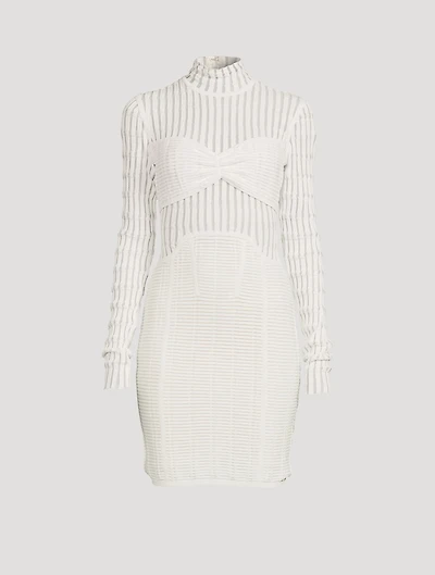 Shadow Stripe Long-Sleeve Mini Dress