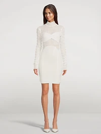 Shadow Stripe Long-Sleeve Mini Dress