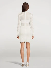 Shadow Stripe Long-Sleeve Mini Dress
