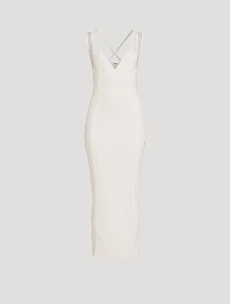 Bustier Gown With Sheer Overlay
