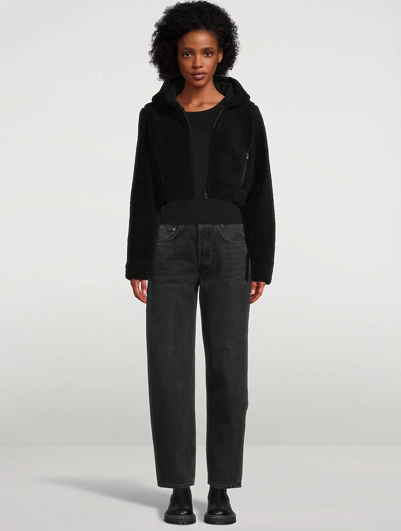 La Sherpa Faux Fur Jacket With Hood