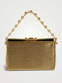 Sequin-Embellished Leather Clutch