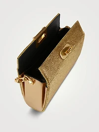 Sequin-Embellished Leather Clutch