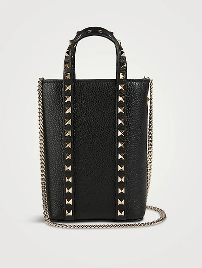 Rockstud Leather Crossbody Tote Bag