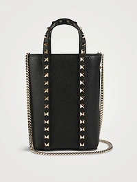 Rockstud Leather Crossbody Tote Bag