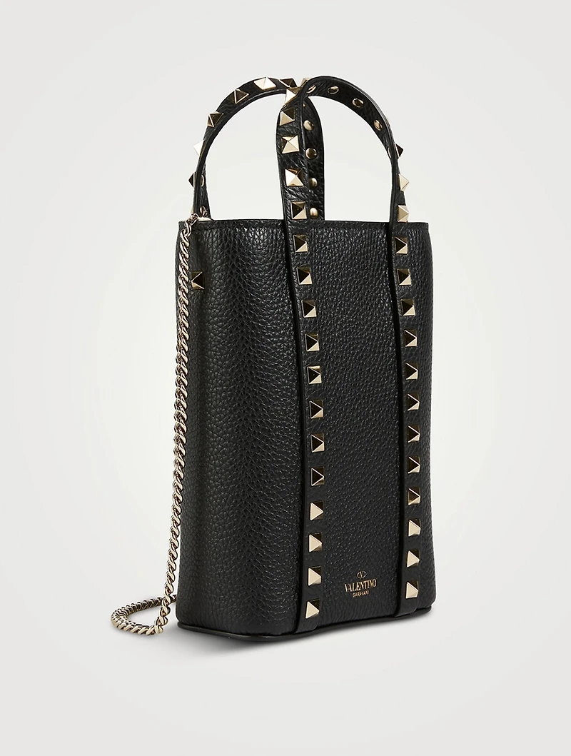Rockstud Leather Crossbody Tote Bag