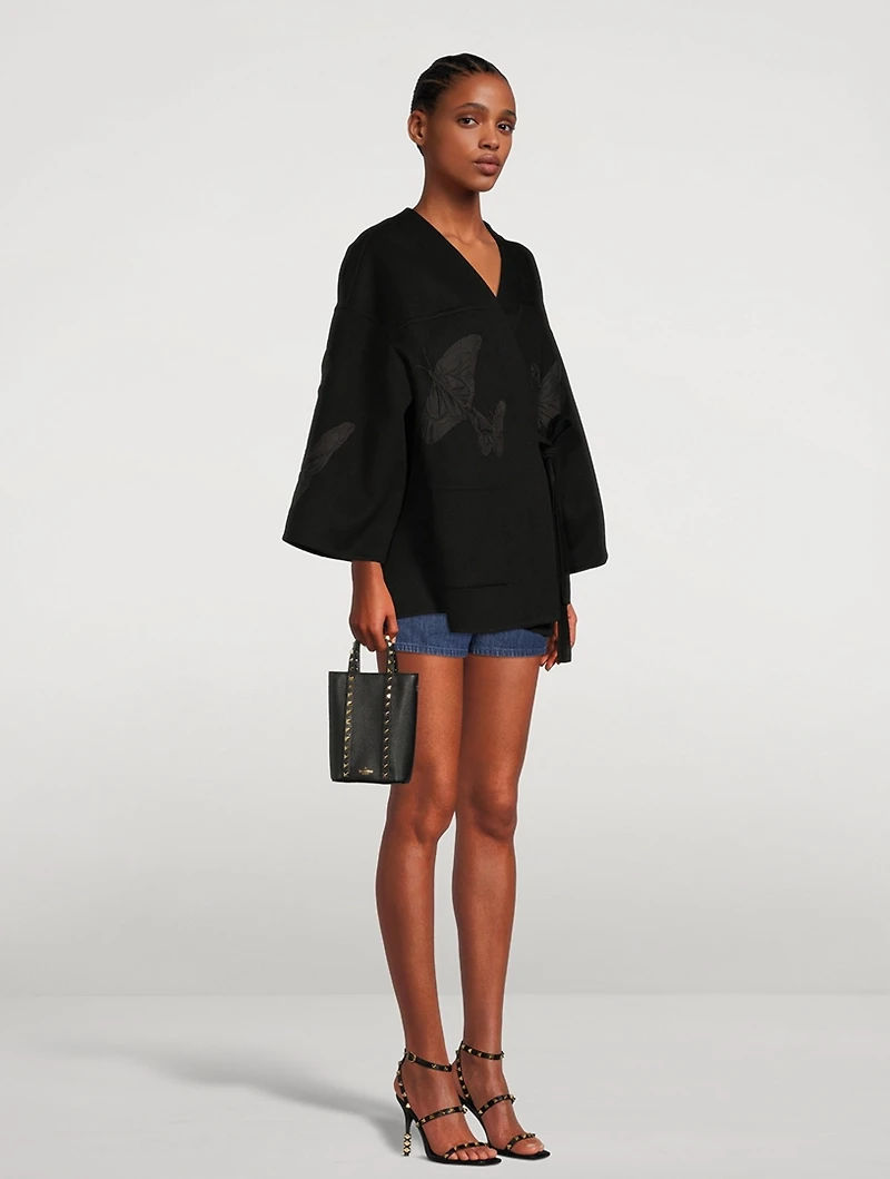 Rockstud Leather Crossbody Tote Bag