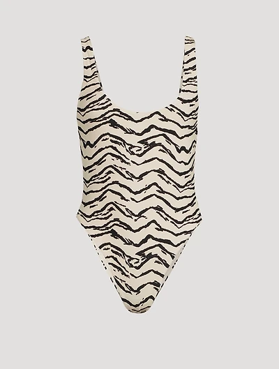 Scoopneck One-Piece Swimsuit Animal Print
