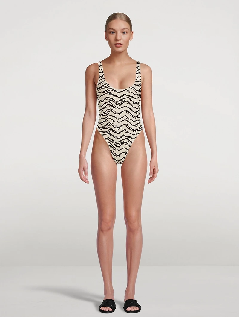 Scoopneck One-Piece Swimsuit Animal Print