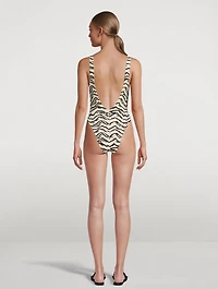 Scoopneck One-Piece Swimsuit Animal Print