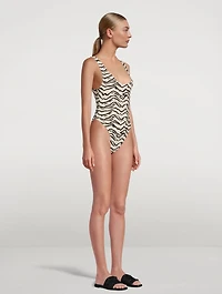 Scoopneck One-Piece Swimsuit Animal Print