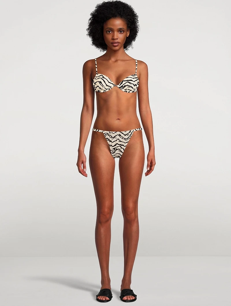 Ruched Underwire Bikini Top Animal Print
