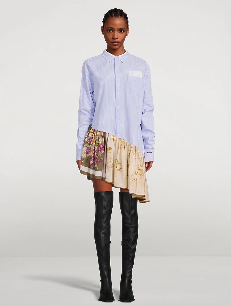 Shirt Dress With Scarf Trim