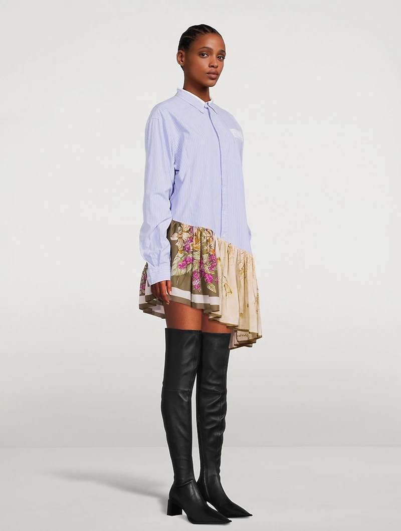 Shirt Dress With Scarf Trim