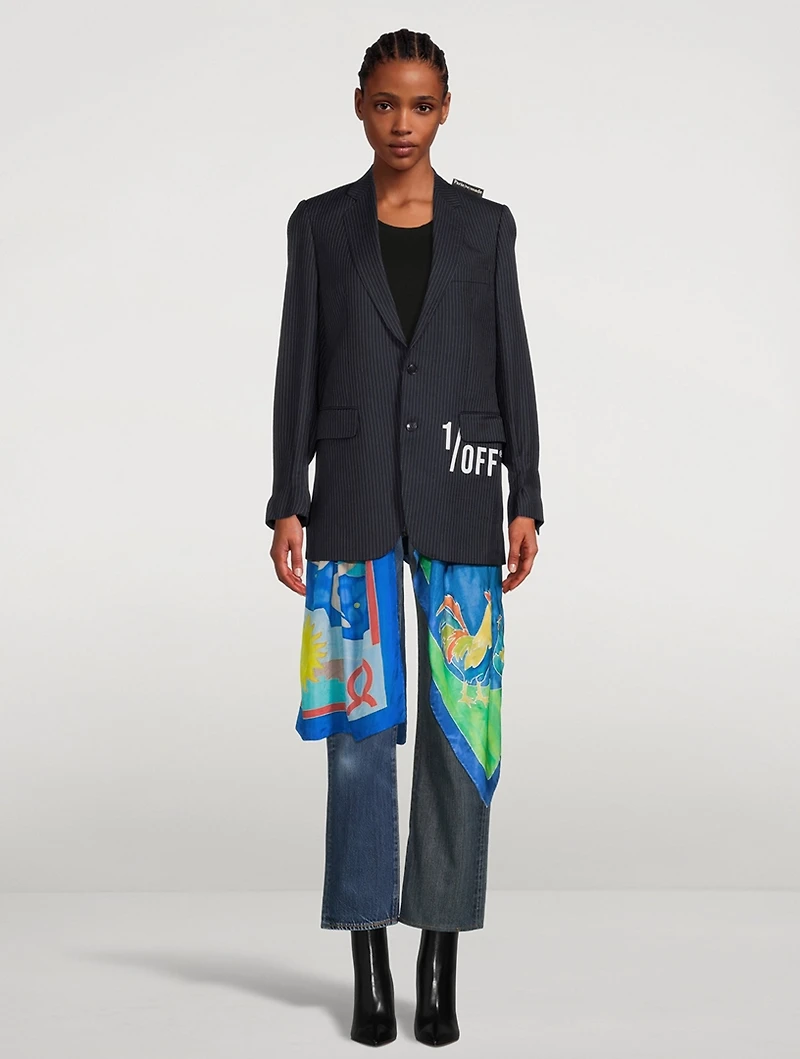 Blazer With Detachable Scarf Trim