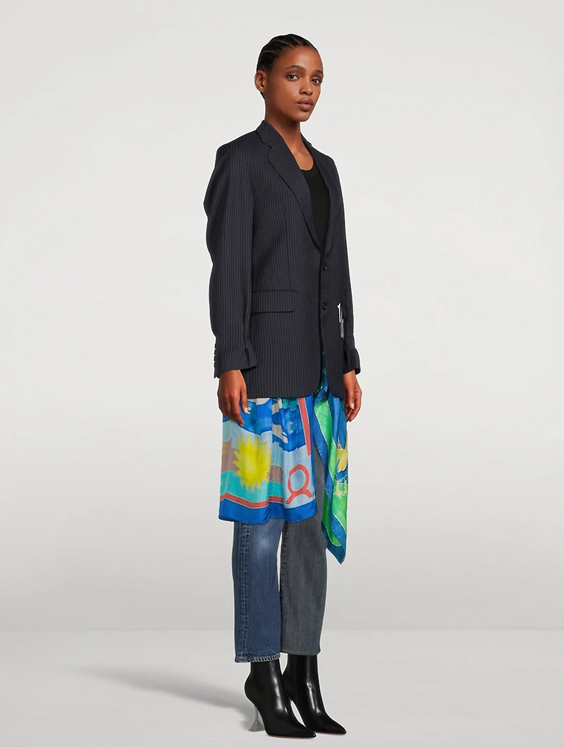Blazer With Detachable Scarf Trim