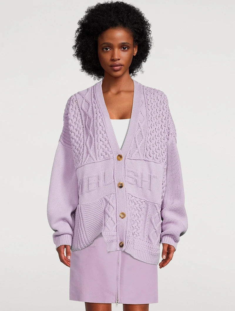 Patchwork Knit Logo Cardigan
