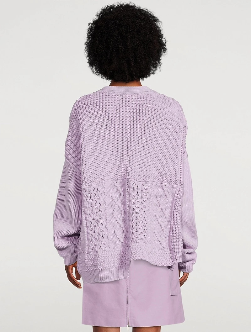 Patchwork Knit Logo Cardigan