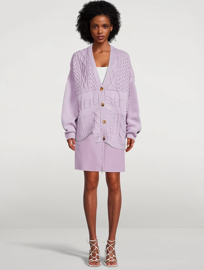 Patchwork Knit Logo Cardigan