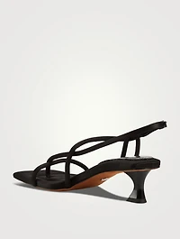 Square Satin Slingback Sandals