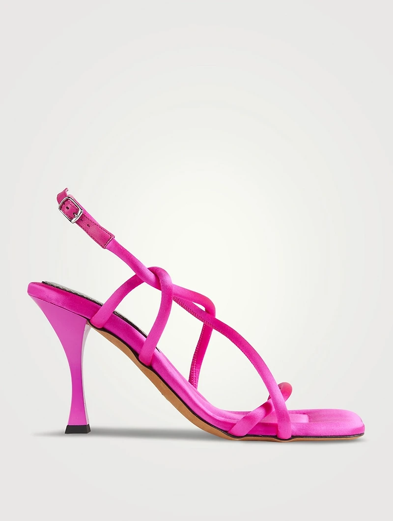 Square Satin Slingback Sandals