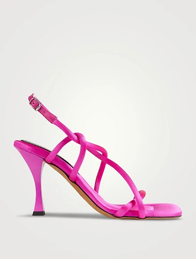 Square Satin Slingback Sandals