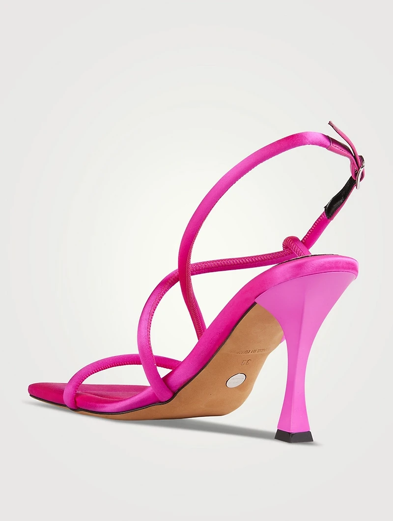 Square Satin Slingback Sandals