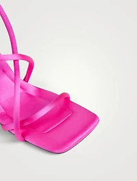 Square Satin Slingback Sandals