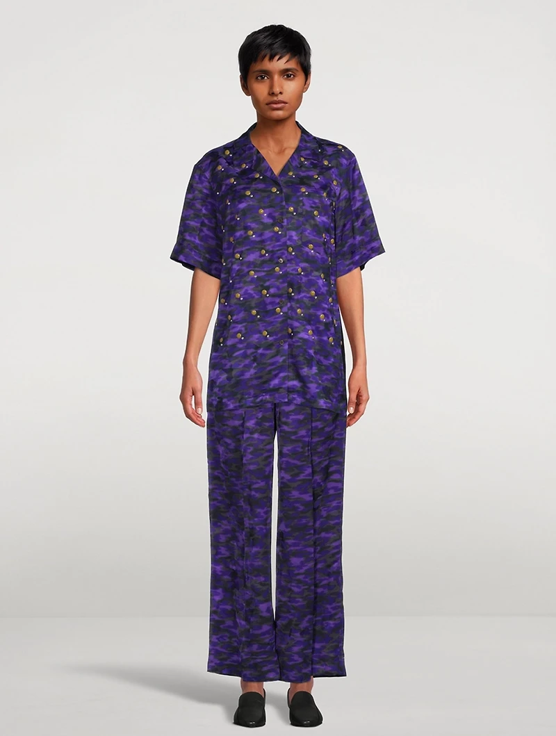 Puvis Wide-Leg Pants Camo Print