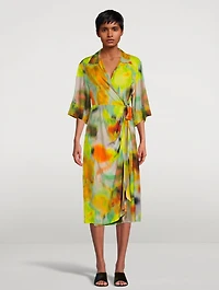 Darola Printed Silk Wrap Dress