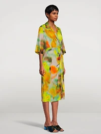 Darola Printed Silk Wrap Dress
