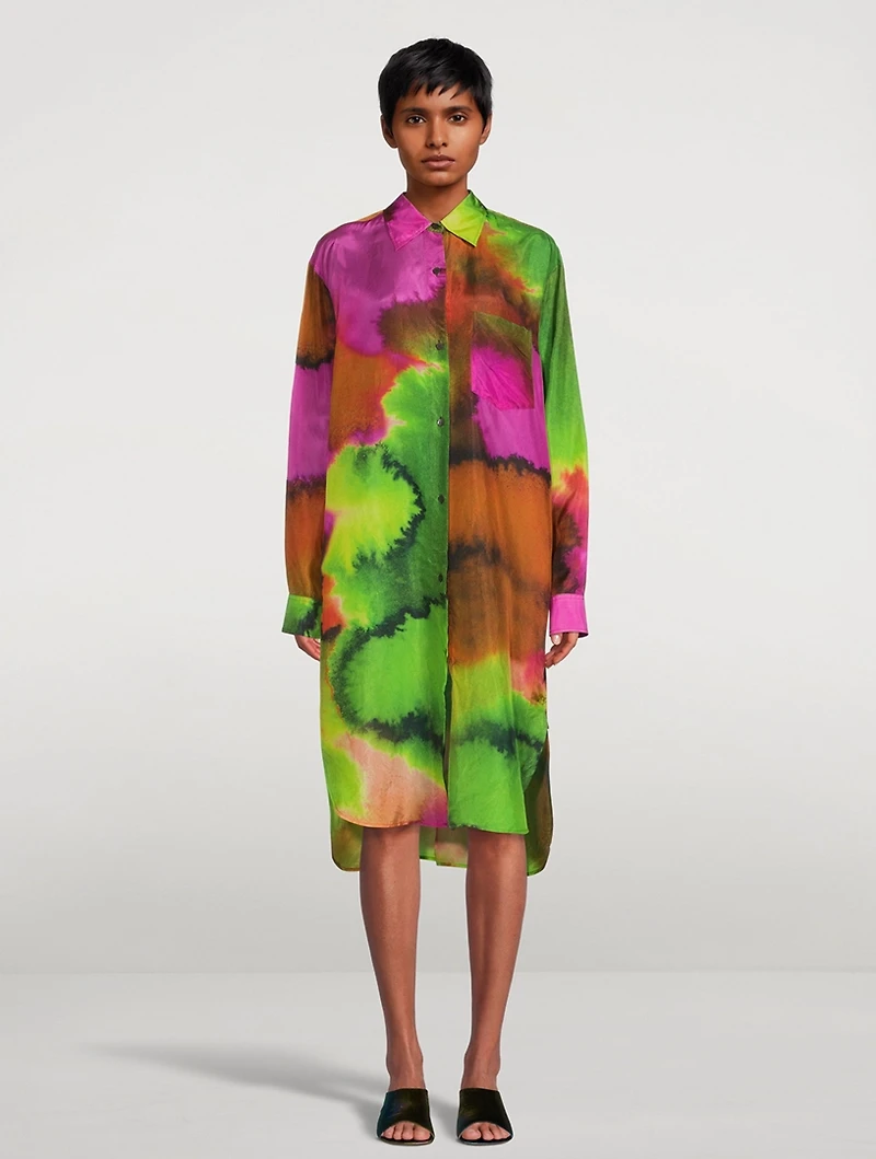 Dayley Printed Silk Shirt Dress