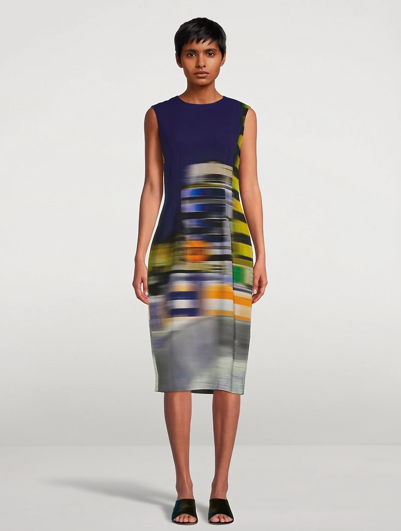 Delavina Printed Sleeveless Midi Dress