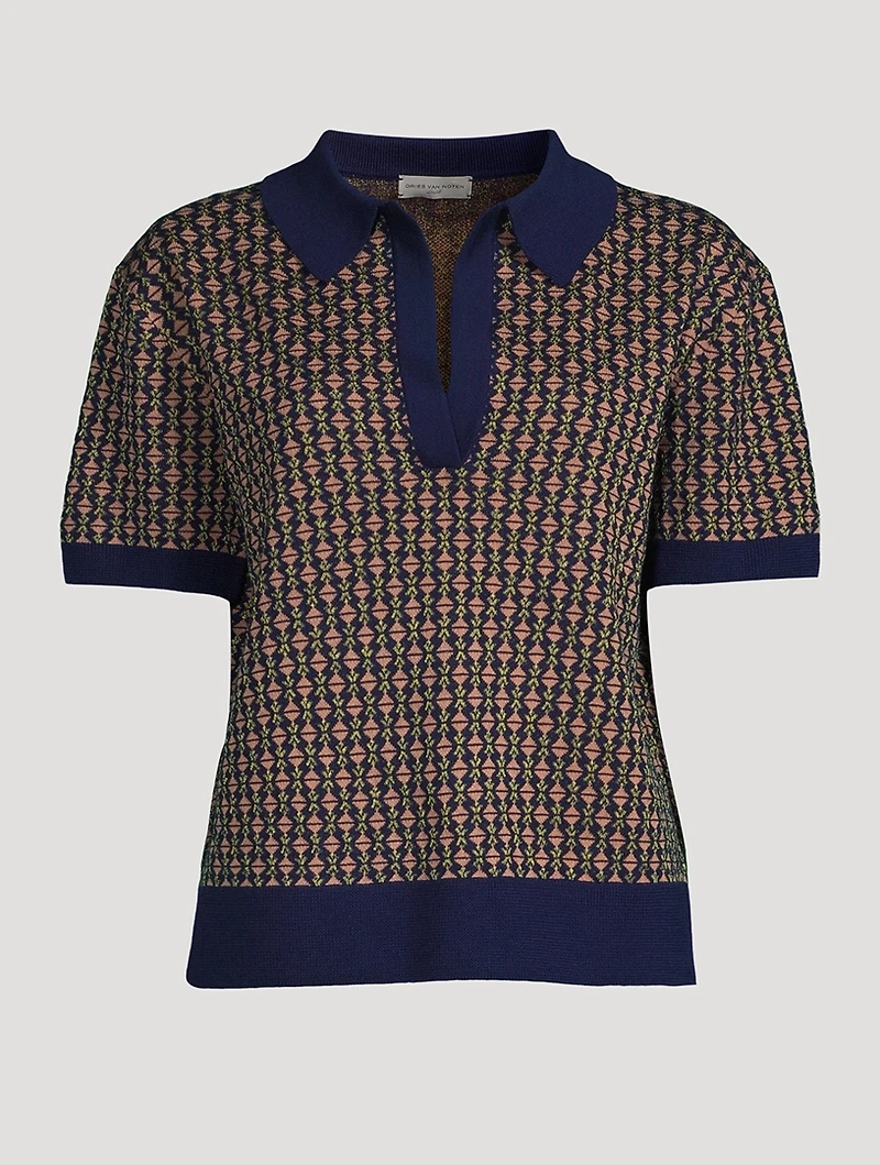 Jaimey Jacquard Polo Sweater