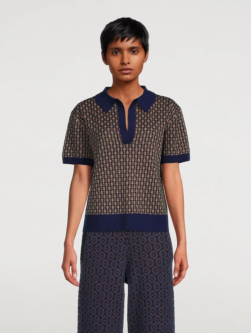 Jaimey Jacquard Polo Sweater