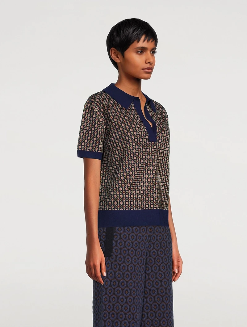 Jaimey Jacquard Polo Sweater
