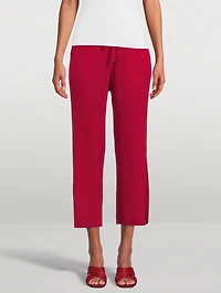 Silk Cashmere Ribbed Wide-Leg Pants